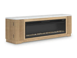 Camdill Light Brown 80" TV Stand with Electric Fireplace from Ashley Furniture - Luna Furniture