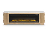 Camdill Light Brown 80" TV Stand with Electric Fireplace from Ashley Furniture - Luna Furniture