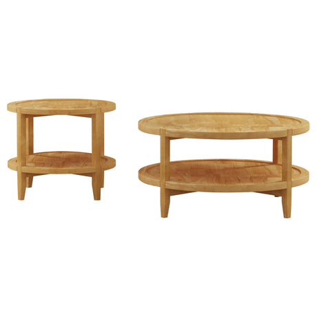 Camillo Maple 2-Piece Round Coffee and End Table Set from Coaster - Luna Furniture