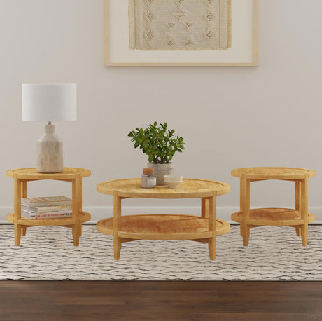 Camillo Maple 3-Piece Round Coffee and End Table Set from Coaster - Luna Furniture