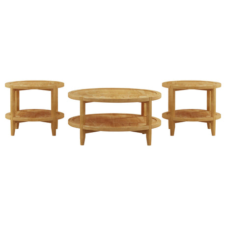 Camillo Maple 3-Piece Round Coffee and End Table Set from Coaster - Luna Furniture