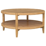 Camillo Maple Brown Round Solid Wood Coffee Table with Shelf from Coaster - Luna Furniture