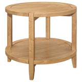 Camillo Maple Brown Round Solid Wood End Table with Shelf from Coaster - Luna Furniture