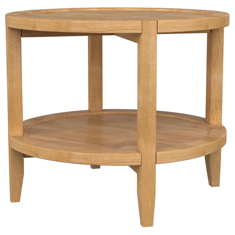 Camillo Maple Brown Round Solid Wood End Table with Shelf from Coaster - Luna Furniture