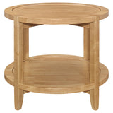 Camillo Maple Brown Round Solid Wood End Table with Shelf from Coaster - Luna Furniture