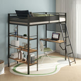 Campus Matte Black 3-Shelf Metal Twin Workstation Loft Bed from Coaster - Luna Furniture