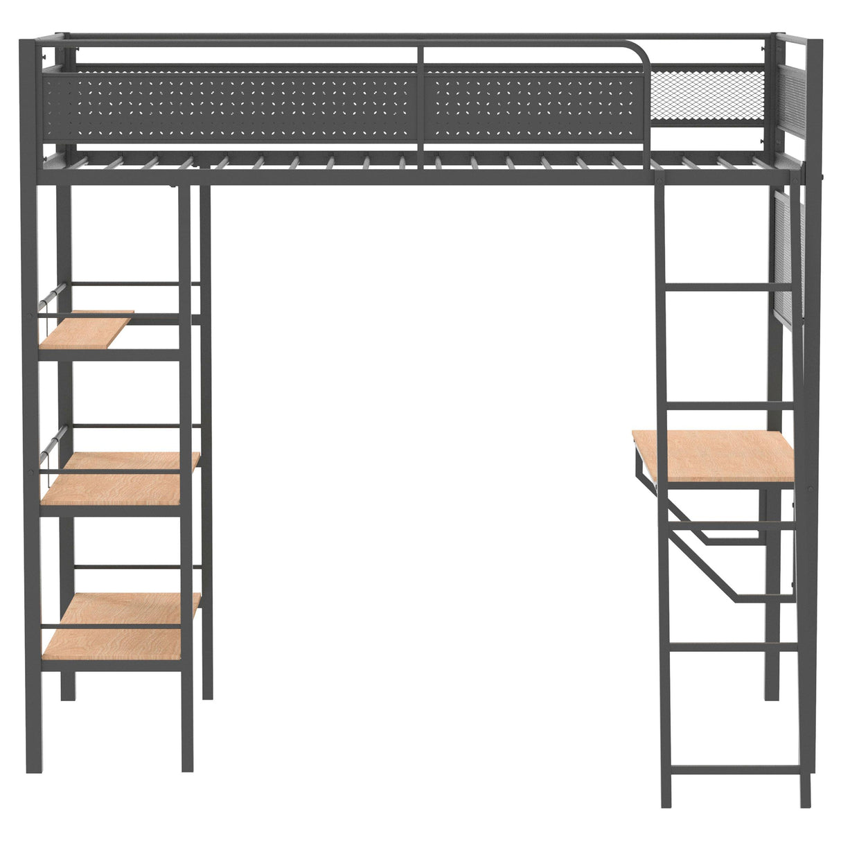 Campus Matte Black 3-Shelf Metal Twin Workstation Loft Bed from Coaster - Luna Furniture