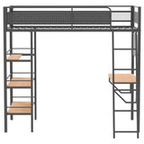 Campus Matte Black 3-Shelf Metal Twin Workstation Loft Bed from Coaster - Luna Furniture