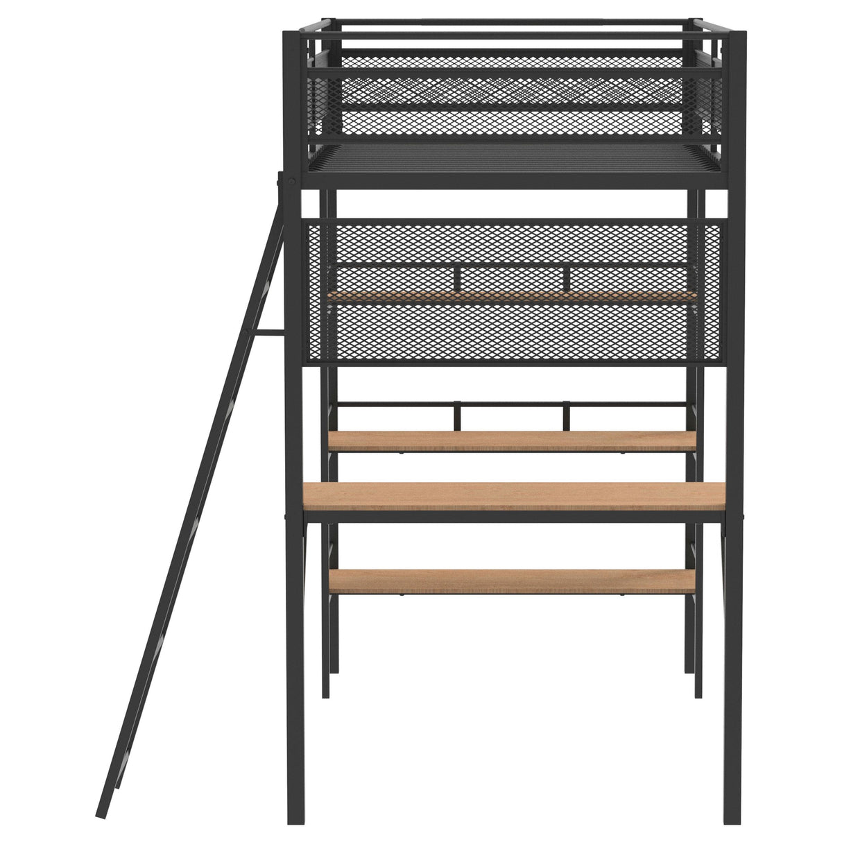 Campus Matte Black 3-Shelf Metal Twin Workstation Loft Bed from Coaster - Luna Furniture