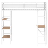 Campus Matte White 3-Shelf Metal Twin Workstation Loft Bed from Coaster - Luna Furniture