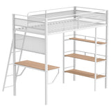 Campus Matte White 3-Shelf Metal Twin Workstation Loft Bed from Coaster - Luna Furniture