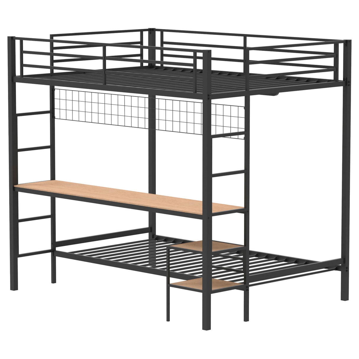Campus Matte Black Metal Full Over Twin Workstation Bunk Bed from Coaster - Luna Furniture