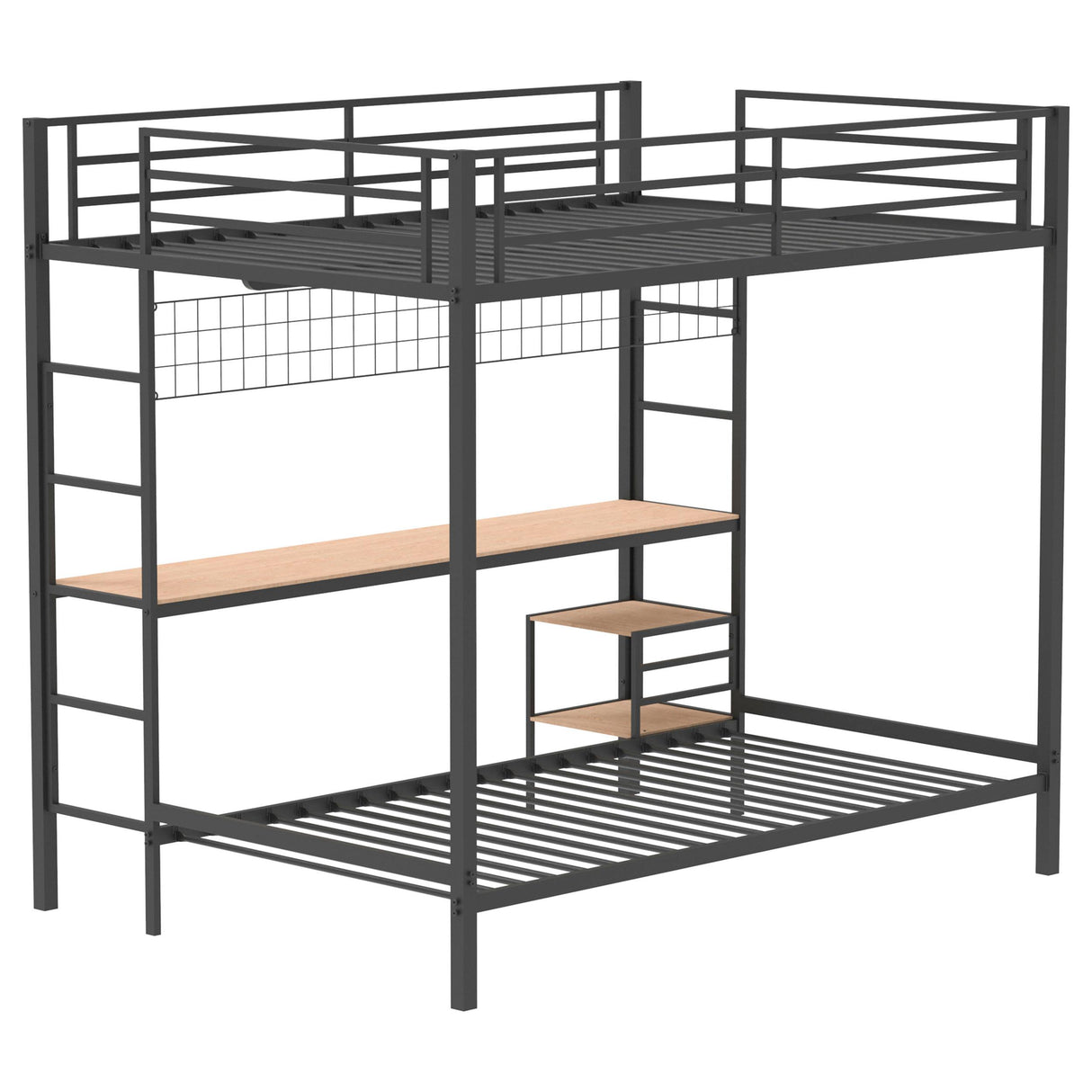 Campus Matte Black Metal Full Over Twin Workstation Bunk Bed from Coaster - Luna Furniture