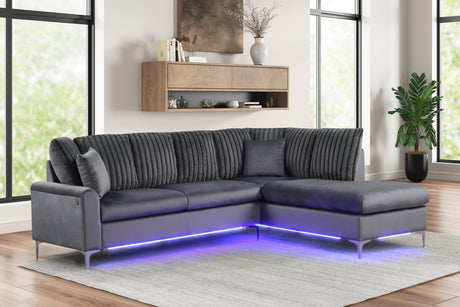 Candy Charcoal Reversible Sectional with LED Lights from Happy Homes - Luna Furniture