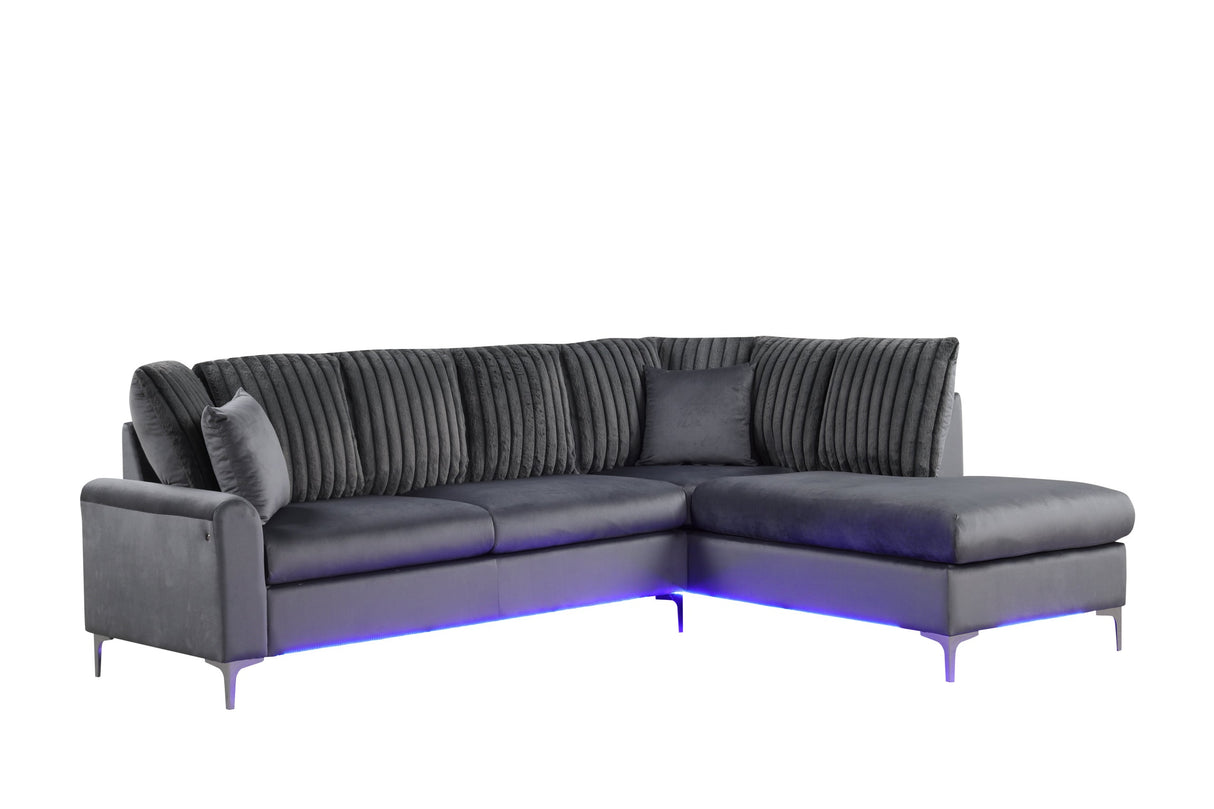 Candy Charcoal Reversible Sectional with LED Lights from Happy Homes - Luna Furniture