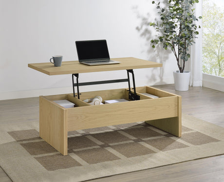 Canoga Light Oak Engineered Wood Lift Top Coffee Table from Coaster - Luna Furniture