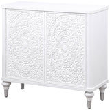 Cardella Distressed White 2-Door Mandala Accent Cabinet from Coaster - Luna Furniture