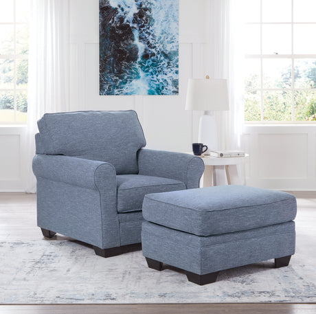 Carissa Manor Chair and Ottoman in Denim from Ashley - Luna Furniture