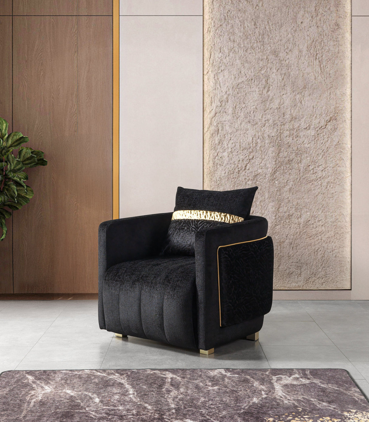 Carlina Black Velvet Chair from Nova Furniture - Luna Furniture