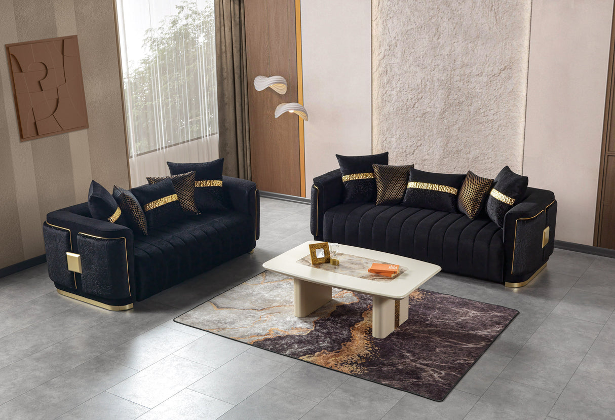 Carlina Black Velvet Sofa & Loveseat from Nova Furniture - Luna Furniture
