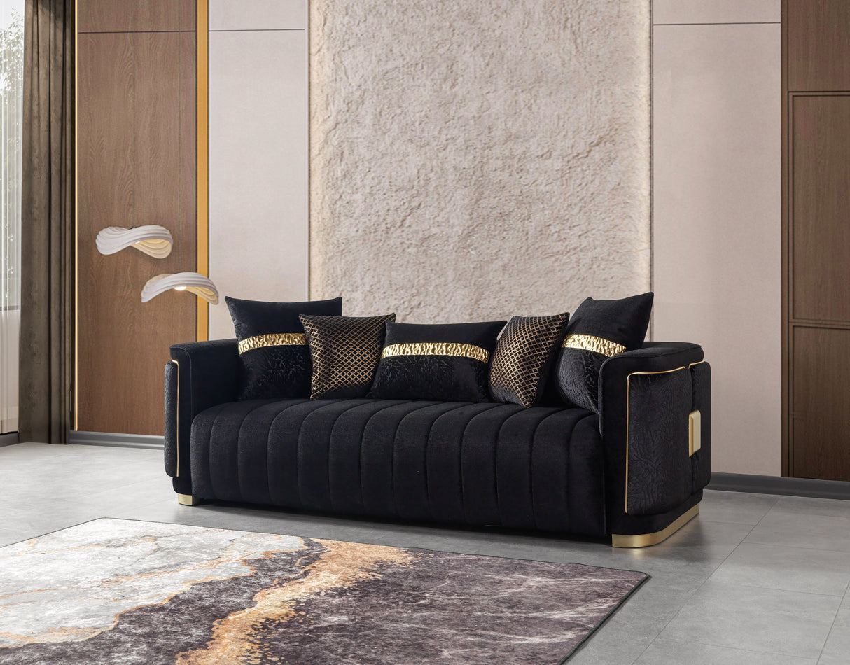 Carlina Black Velvet Sofa & Loveseat from Nova Furniture - Luna Furniture