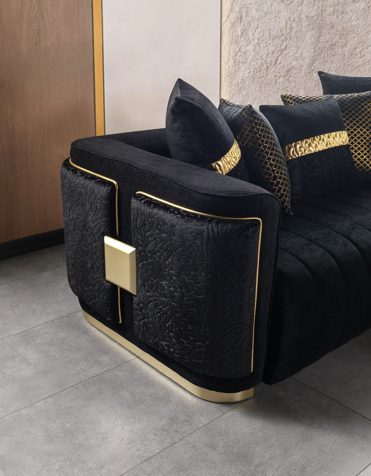 Carlina Black Velvet Sofa & Loveseat from Nova Furniture - Luna Furniture