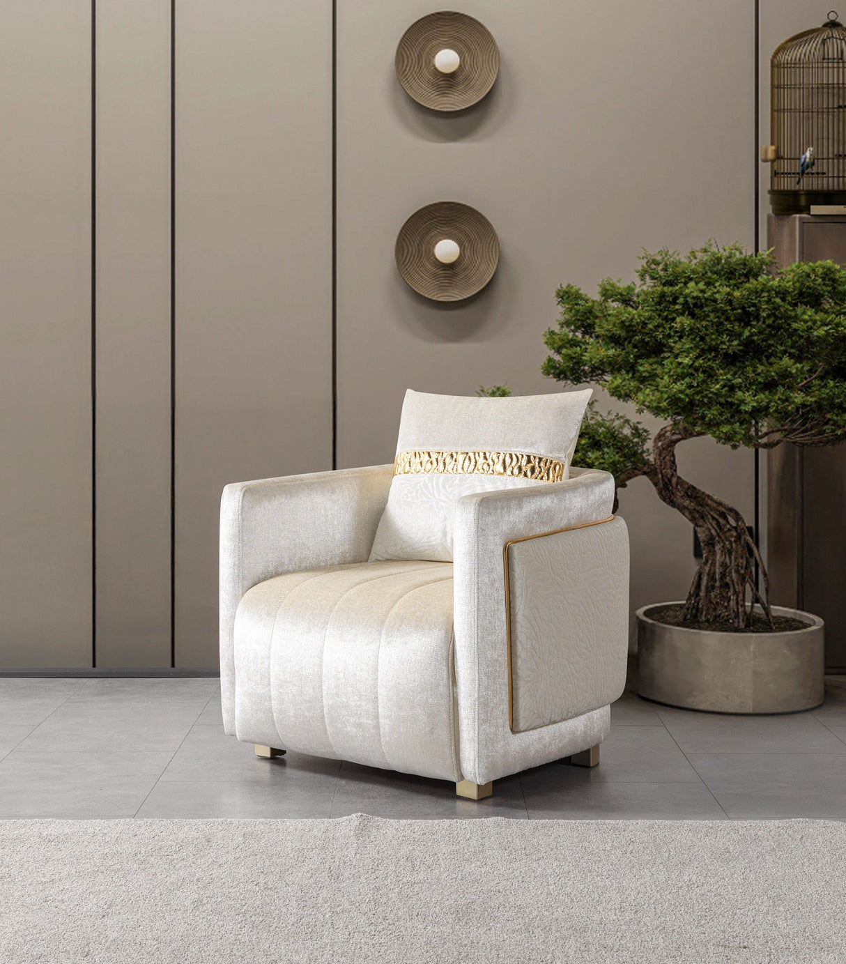 Carlina Ivory Velvet Chair from Nova Furniture - Luna Furniture
