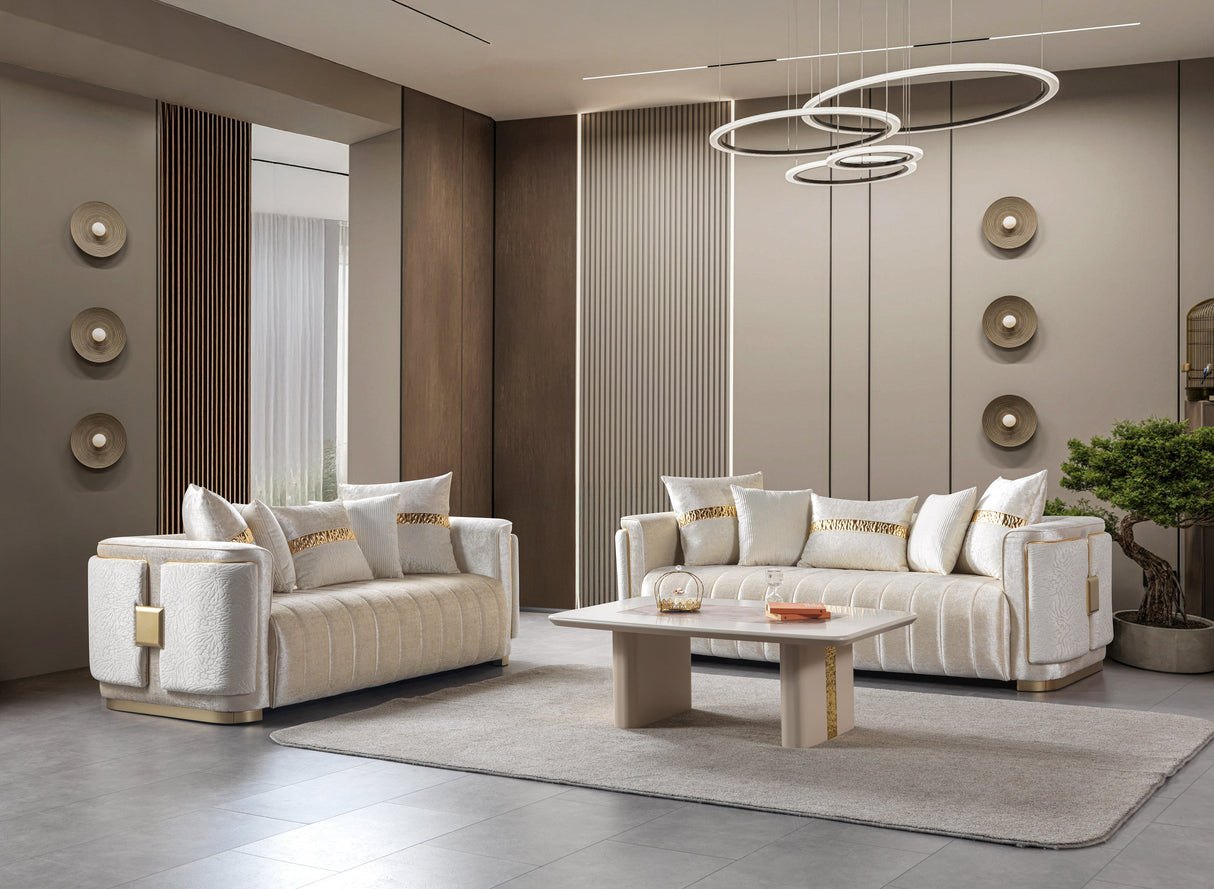 Carlina Ivory Velvet Sofa & Loveseat from Nova Furniture - Luna Furniture