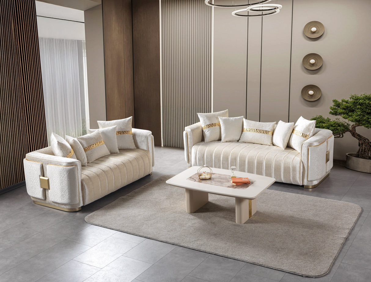 Carlina Ivory Velvet Sofa & Loveseat from Nova Furniture - Luna Furniture