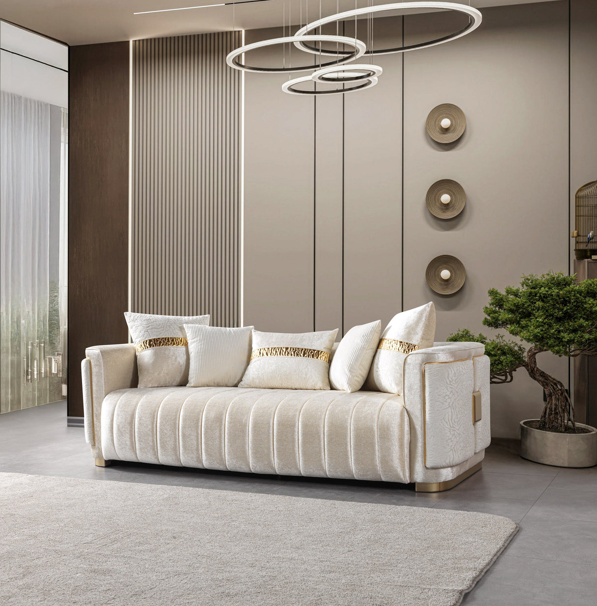 Carlina Ivory Velvet Sofa & Loveseat from Nova Furniture - Luna Furniture