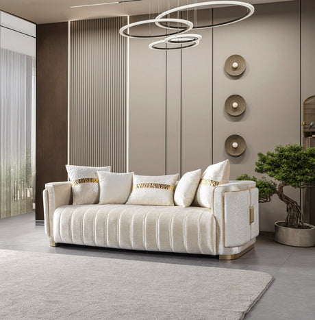 Carlina Ivory Velvet Sofa & Loveseat from Nova Furniture - Luna Furniture