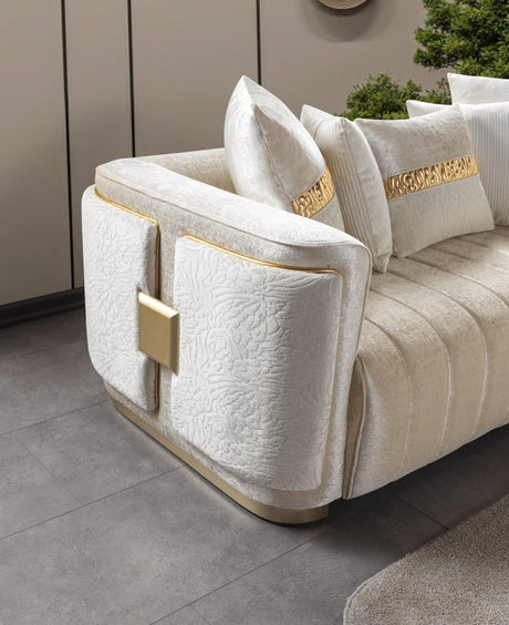 Carlina Ivory Velvet Sofa & Loveseat from Nova Furniture - Luna Furniture