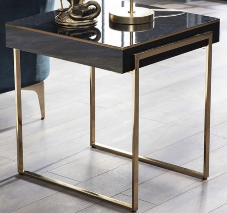 Carlino High Gloss Black Side Table from Bellona - Luna Furniture