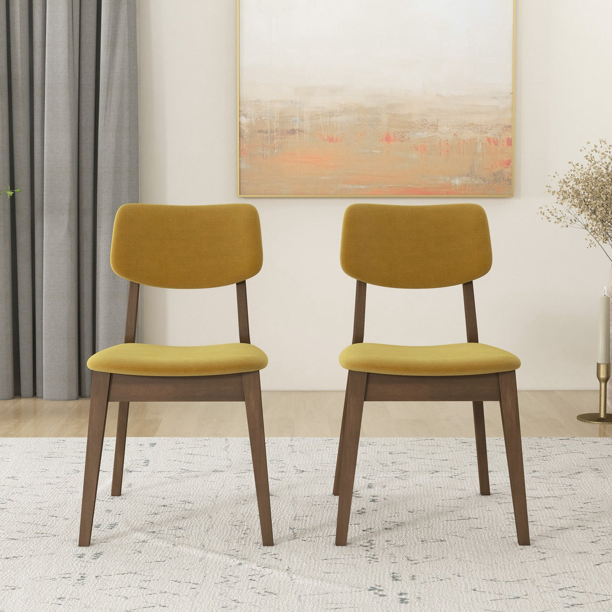 Carlos Dark Yellow Velvet Solid Back Side Chair from Midinmod - Luna Furniture