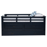Carlsbad Navy Blue Wood Twin Captains Bed With Trundle from Coaster - Luna Furniture