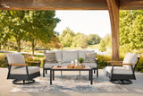 Carmel Highlands Dark Brown Outdoor Sofa/Chairs/Table (Set of 4) from Ashley Furniture - Luna Furniture