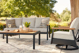 Carmel Highlands Dark Brown Outdoor Sofa/Chairs/Table (Set of 4) from Ashley Furniture - Luna Furniture