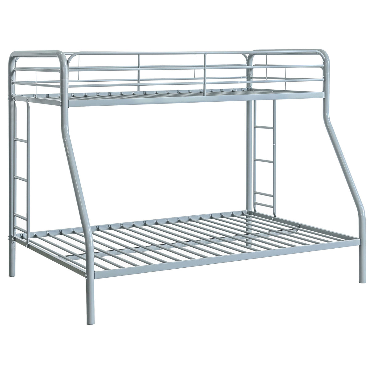 Carson Glossy Silver Metal Twin Over Full Bunk Bed from Coaster - Luna Furniture