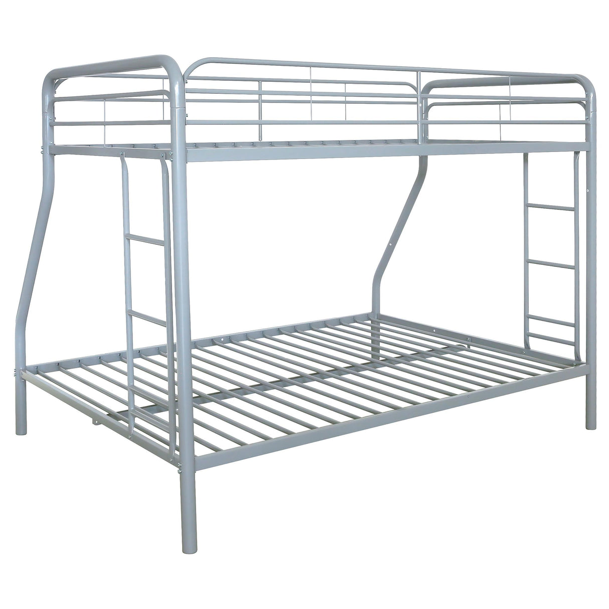 Carson Glossy Silver Metal Twin Over Full Bunk Bed from Coaster - Luna Furniture