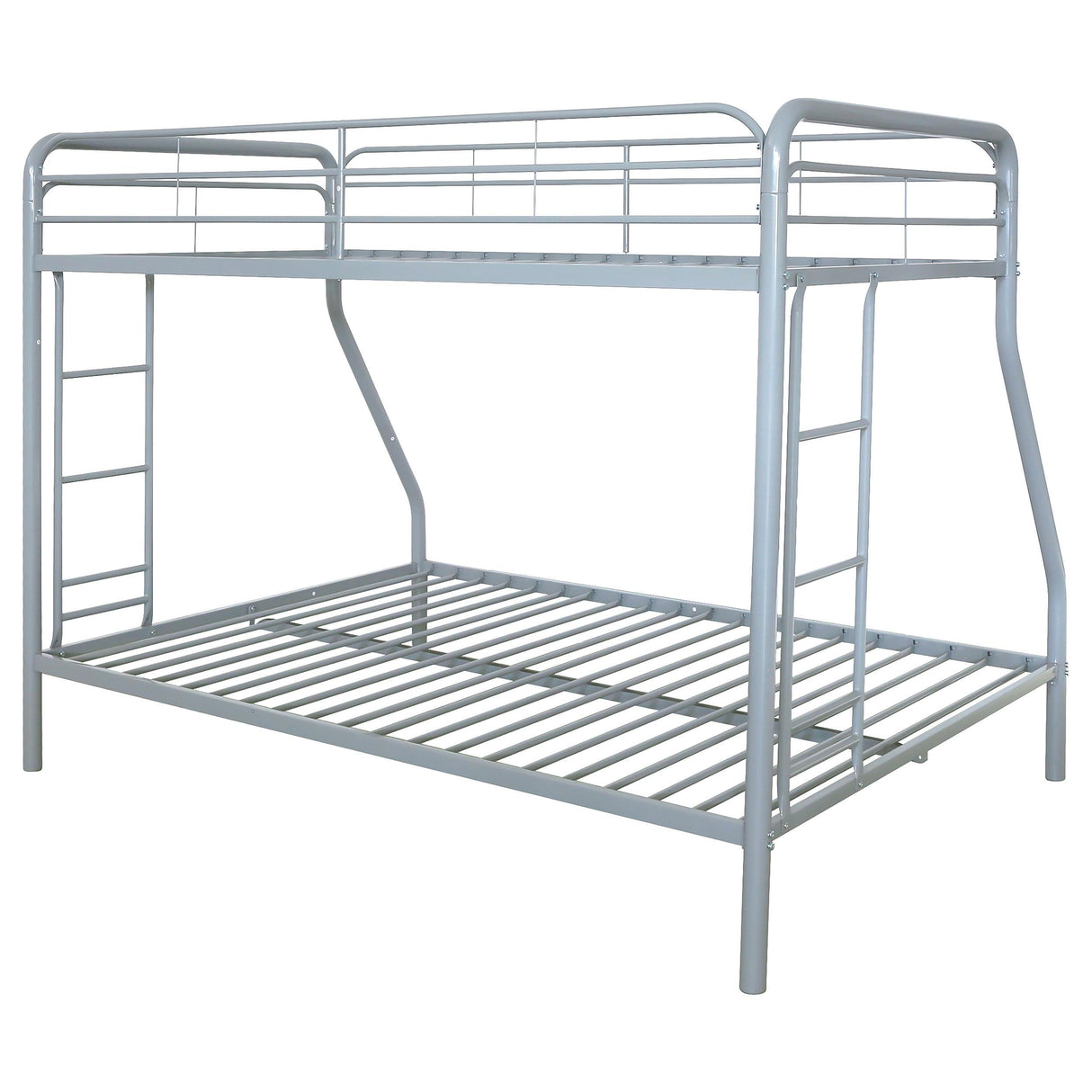 Carson Glossy Silver Metal Twin Over Full Bunk Bed from Coaster - Luna Furniture