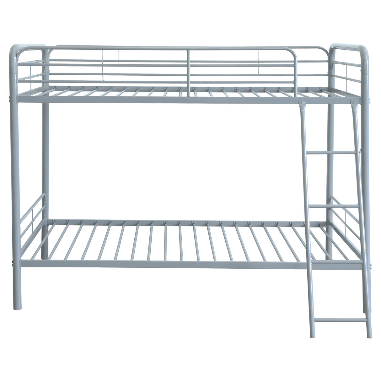 Carson Glossy Silver Metal Twin Over Twin Bunk Bed from Coaster - Luna Furniture