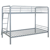 Carson Glossy Silver Metal Twin Over Twin Bunk Bed from Coaster - Luna Furniture