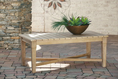 Carter Hall Beige Outdoor Coffee Table from Ashley - Luna Furniture