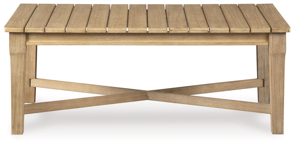 Carter Hall Beige Outdoor Coffee Table from Ashley - Luna Furniture