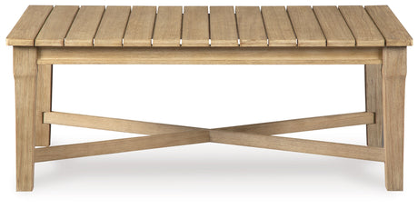 Carter Hall Beige Outdoor Coffee Table from Ashley - Luna Furniture