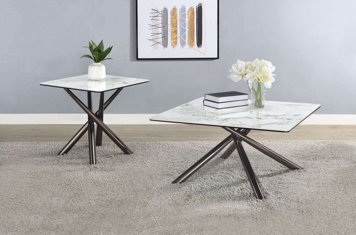 Carvell Mirage White 2-Piece Square Coffee and End Table Set from Coaster - Luna Furniture