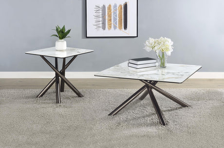 Carvell Mirage White 2-Piece Square Coffee and End Table Set from Coaster - Luna Furniture