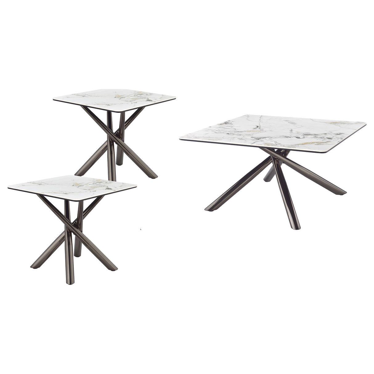 Carvell Mirage White 3-Piece Square Coffee and End Table Set from Coaster - Luna Furniture