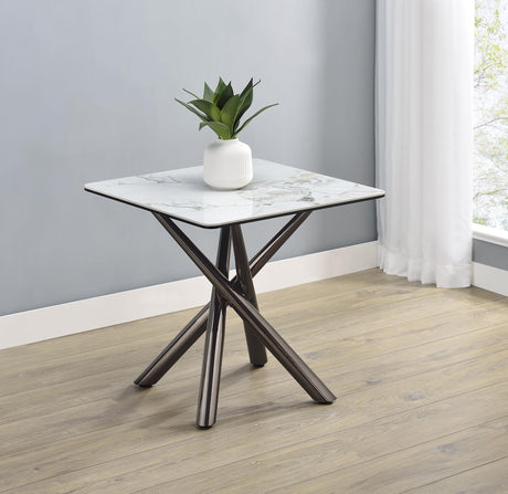 Carvell Mirage White Square Sintered Stone Top End Table from Coaster - Luna Furniture
