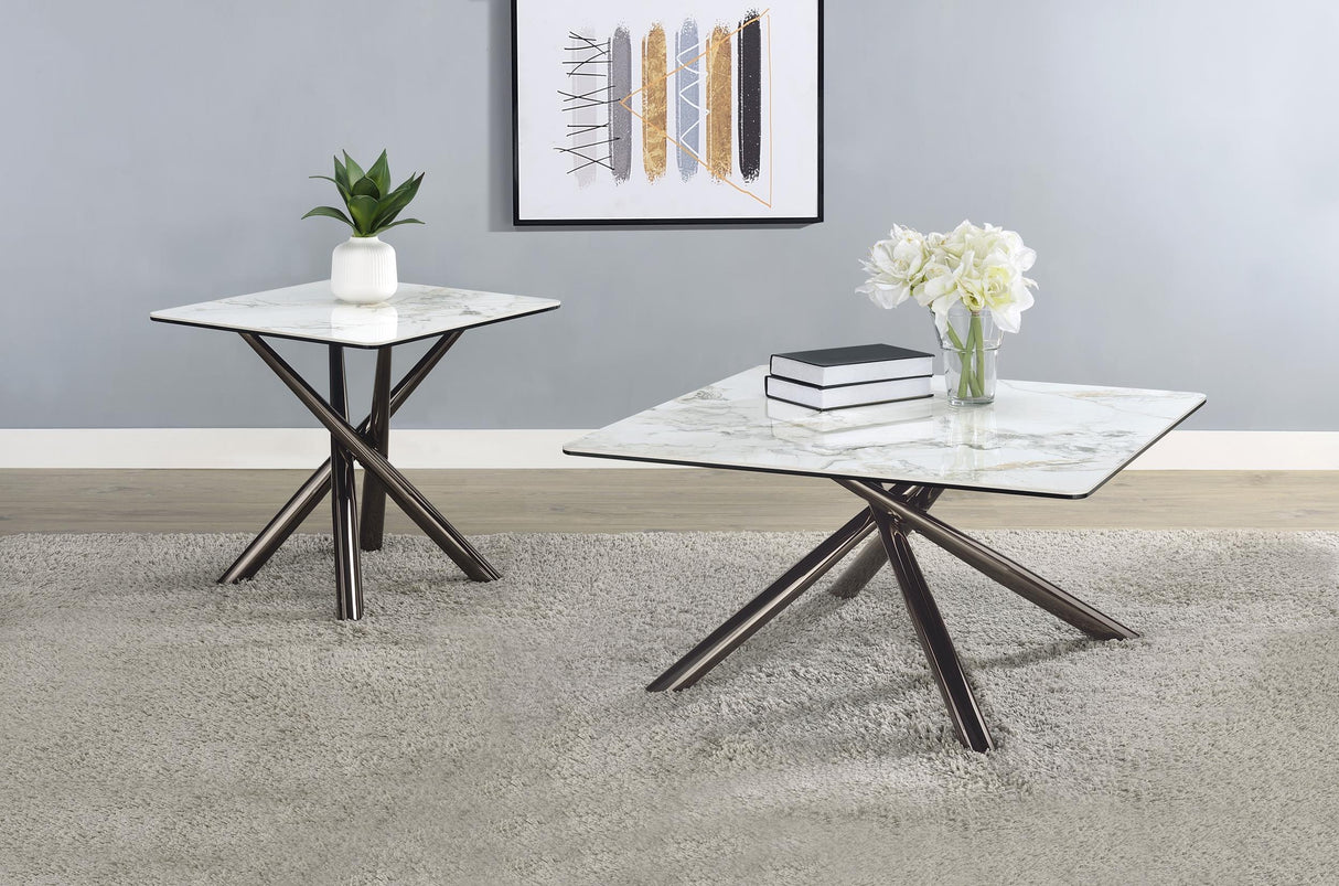Carvell Mirage White Square Sintered Stone Top End Table from Coaster - Luna Furniture